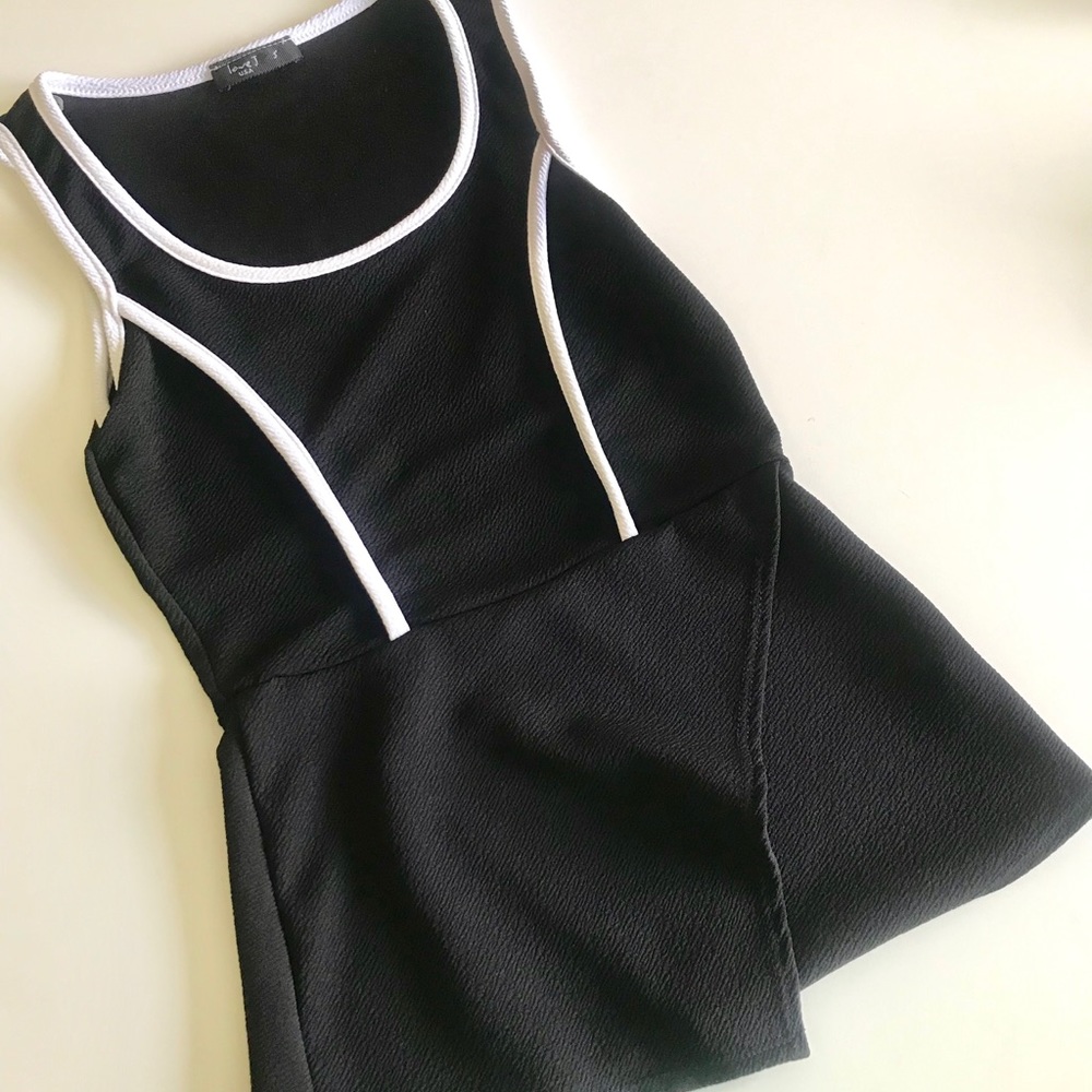 Slightly Asymmetrical Black and White Tank Blouse